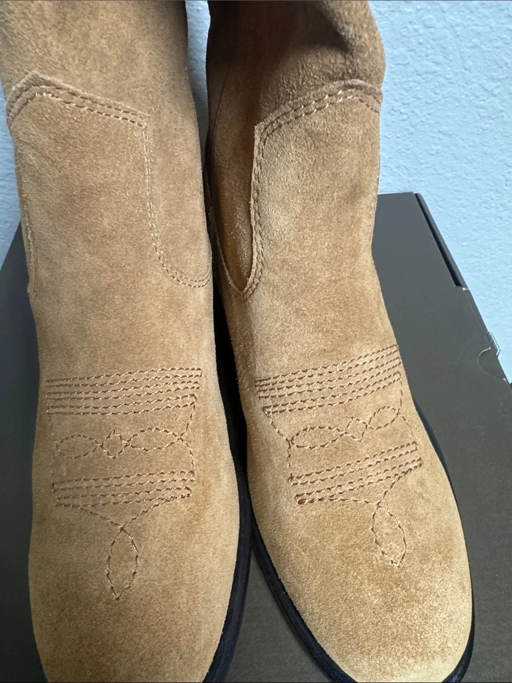 Paolo  Knee-High Suede Boots in Tan